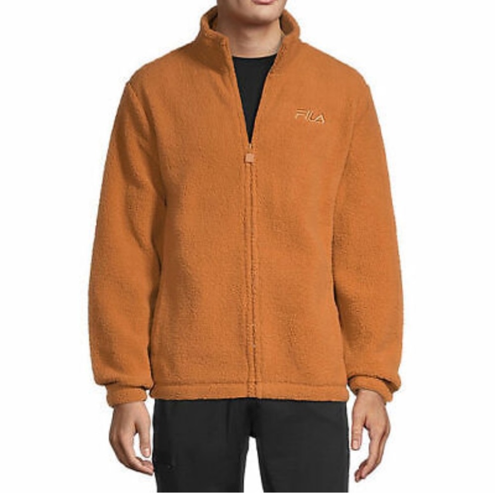 FILA Zip Sherpa Jacket Mens Large Orange